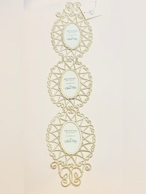 Triple Oval Wall Frame Heart Scroll Metal Decor NWT